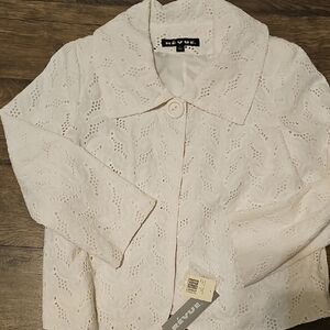 NWT Revue Lace Jacket White Blazer Floral 3/4 Sleeve Vintage Women Jacket Summer